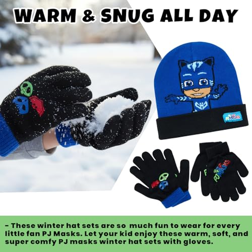PJMASKS PJ Masks Winter Hat and 2 Pair of Gloves or Mittens Set (Age 2-7), Size Age 4-7, PJ Masks Reversible Gloves - Image 3