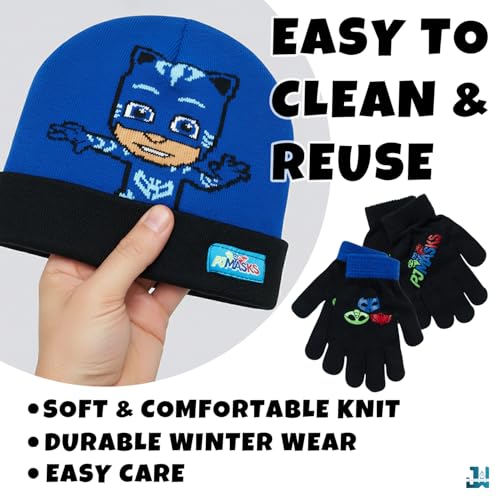 PJMASKS PJ Masks Winter Hat and 2 Pair of Gloves or Mittens Set (Age 2-7), Size Age 4-7, PJ Masks Reversible Gloves - Image 2