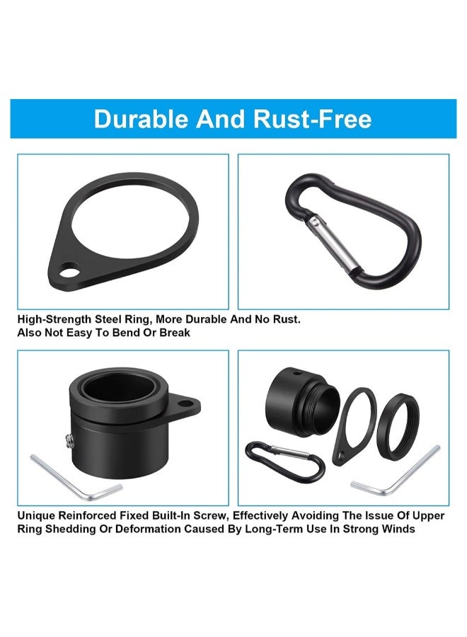 Generic Aluminum Flag Pole Rings Set of 4 Anti Wrap Clip Hooks 360 Degree Rotatable for 1 Inch Flag Poles Black  - Image 1