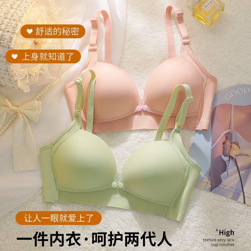 (Two-Piece) Breastfeeding Bra Front Opening Buckle Breastfeeding Gather Anti-Sagging Pregnancy Postpartum Thin Underwear Without Steel Rings - Image 2