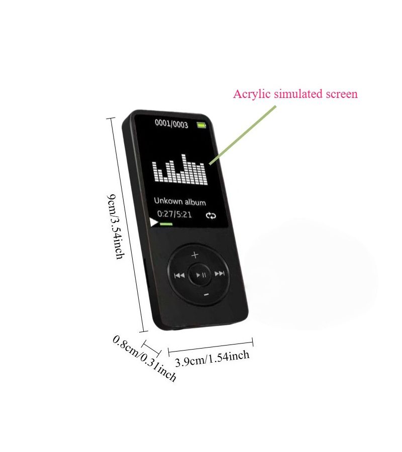 Black Mini Portable MP3 Player With Headphones Charging Cable For Music Audiobooks Outdoor Travel - Image 2