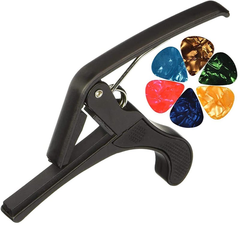 Imaginea® Guitar capo with 5 Picks One Hand Trigger Quick Change Metal Alloy Guitar Capo for Acoustic Guitar, Electric Guitar and Ukulele - Image 5
