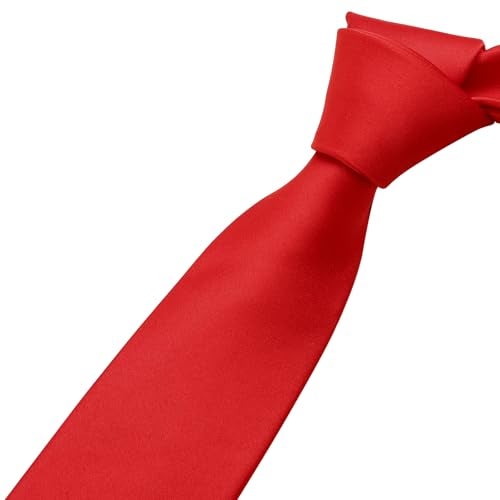 KOOELLE Men's Red Tie Solid Pure Color Plain Formal Red Ties For Men - Image 3