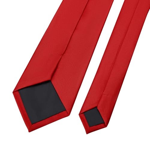 KOOELLE Men's Red Tie Solid Pure Color Plain Formal Red Ties For Men - Image 5