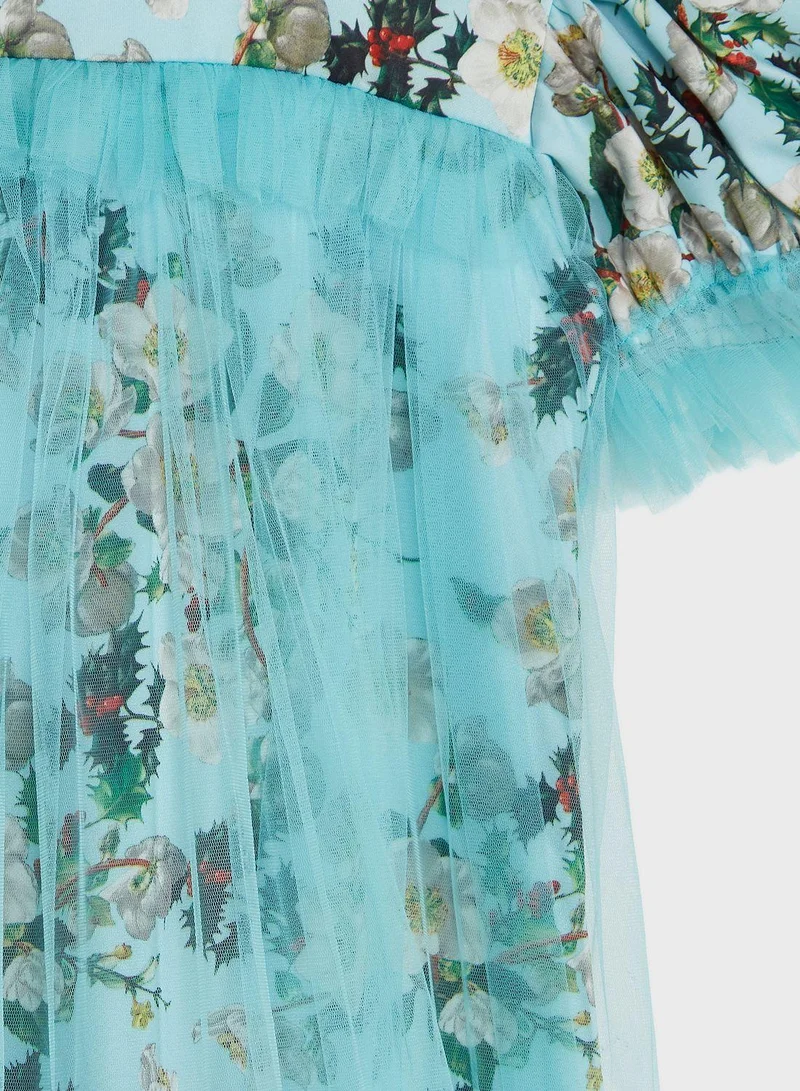 Little Golden Apple Floral Tulle Dress