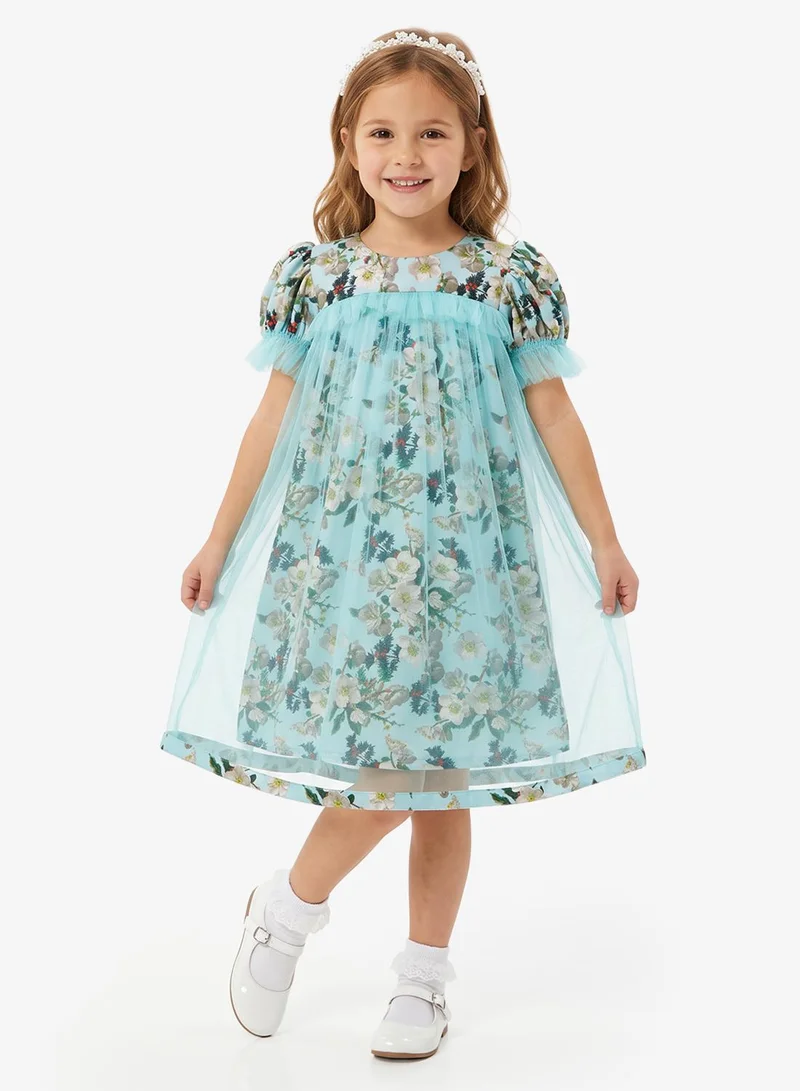 Little Golden Apple Floral Tulle Dress