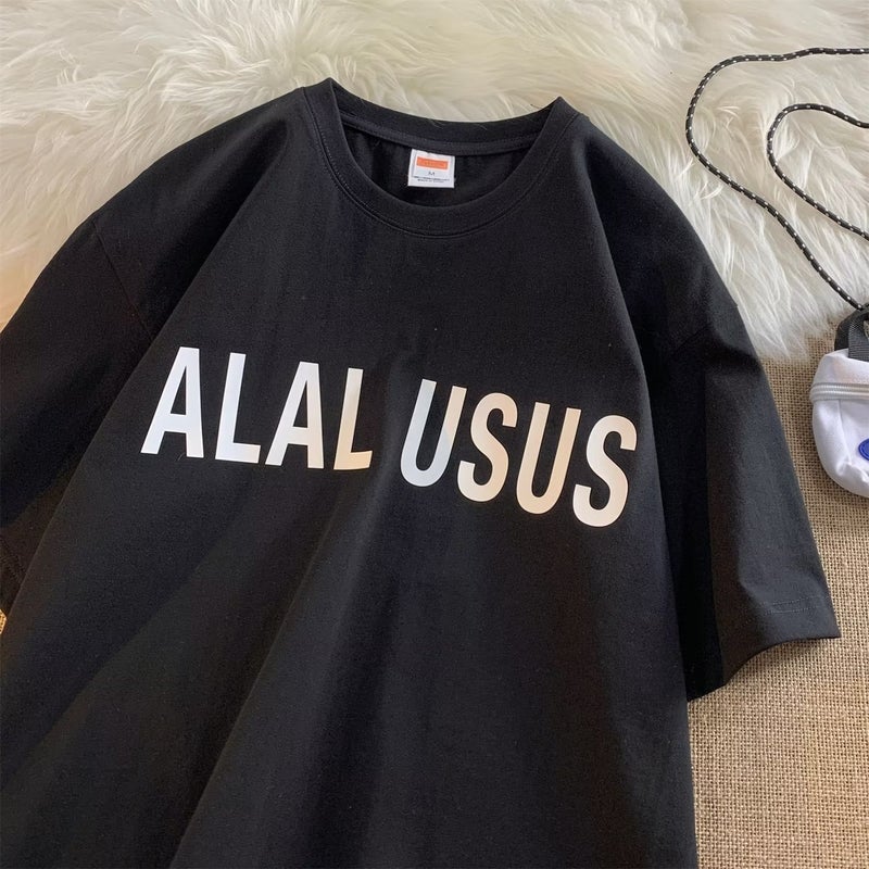 Short-Sleeved Men'S Spring Loose Hong Kong-Style Letters T-Shirt Trendy Brand American-Style Ins Cotton Shirt Printed T-Shirt Round Neck Base Shirt For Men - Image 5