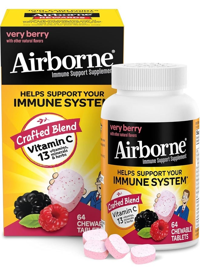 Airborne - Chewable Immune Support Berry 64 Tablets  - Image 1