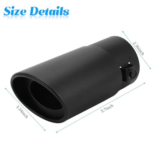 Ywdiml Stainless Steel Car Exhaust Tip, 2.5" Inlet 3" Adjustable Chrome-Plated Vehicle Muffler Finish Exhaust Tailpipe, Automotive Tail Throat Tail Pipe, Universal Fit (Straight/Black) - Image 2