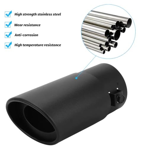 Ywdiml Stainless Steel Car Exhaust Tip, 2.5" Inlet 3" Adjustable Chrome-Plated Vehicle Muffler Finish Exhaust Tailpipe, Automotive Tail Throat Tail Pipe, Universal Fit (Straight/Black) - Image 3