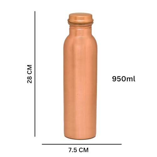 OGGN Pure Copper Water Bottle,Durable & Rust Proof Tamba Bottle for Drinking, Anti-Oxidant Material, Lacquer Coated, Perfect Stylish Office Carrying Bottles - 950 Ml - Image 2