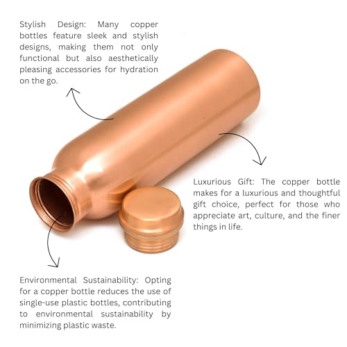 OGGN Pure Copper Water Bottle,Durable & Rust Proof Tamba Bottle for Drinking, Anti-Oxidant Material, Lacquer Coated, Perfect Stylish Office Carrying Bottles - 950 Ml - Image 3