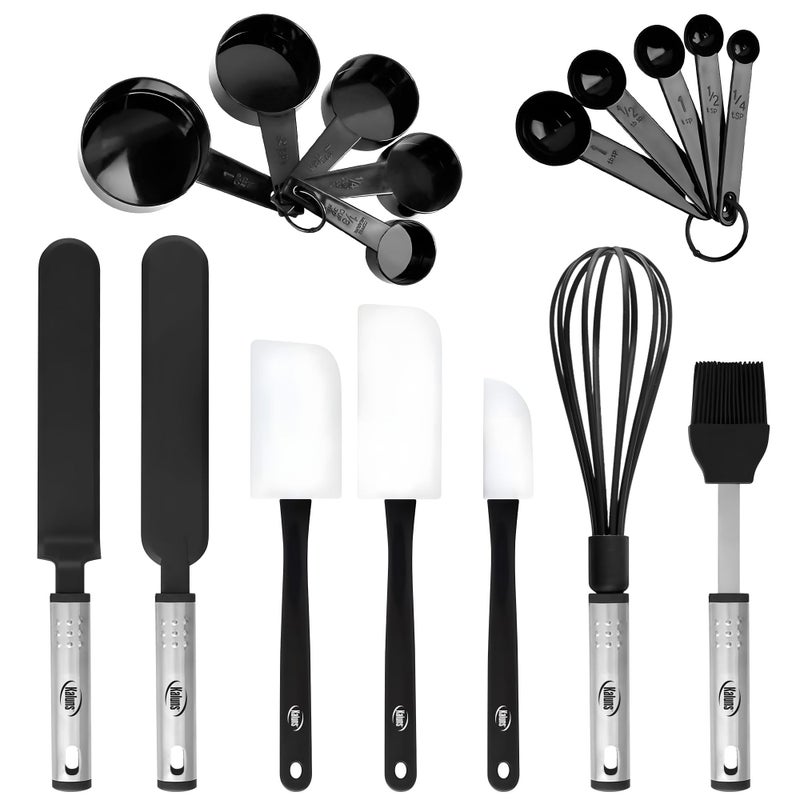 Kaluns Silicone Spatula Set, 17 Piece Baking Utensils, Nylon and Stainless Steel, Non Stick and Heat Resistant Bakeware set New Baker's Gadget Tools Collection - Image 1