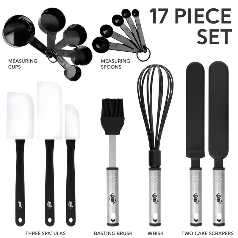Kaluns Silicone Spatula Set, 17 Piece Baking Utensils, Nylon and Stainless Steel, Non Stick and Heat Resistant Bakeware set New Baker's Gadget Tools Collection - Image 5