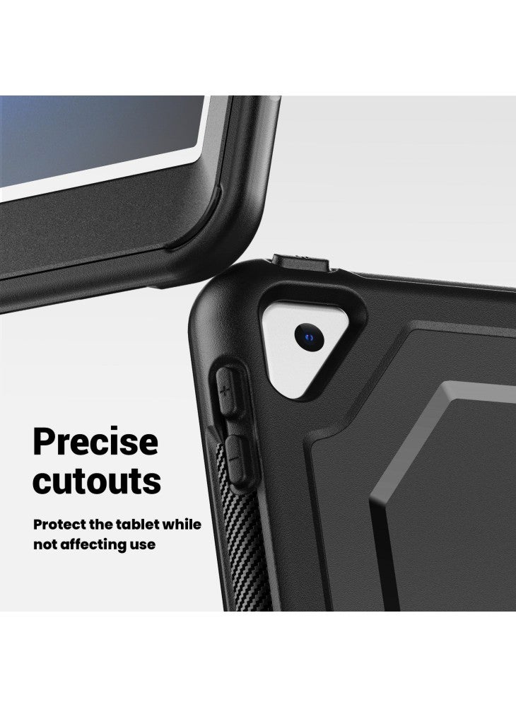For iPad 10.2 (2021)/(2020)/(2019)/iPad Pro 10.5-inch (2017)/iPad Air 10.5 inch Case with Strap Kickstand PC+TPU Tablet Cover - Black - Image 4