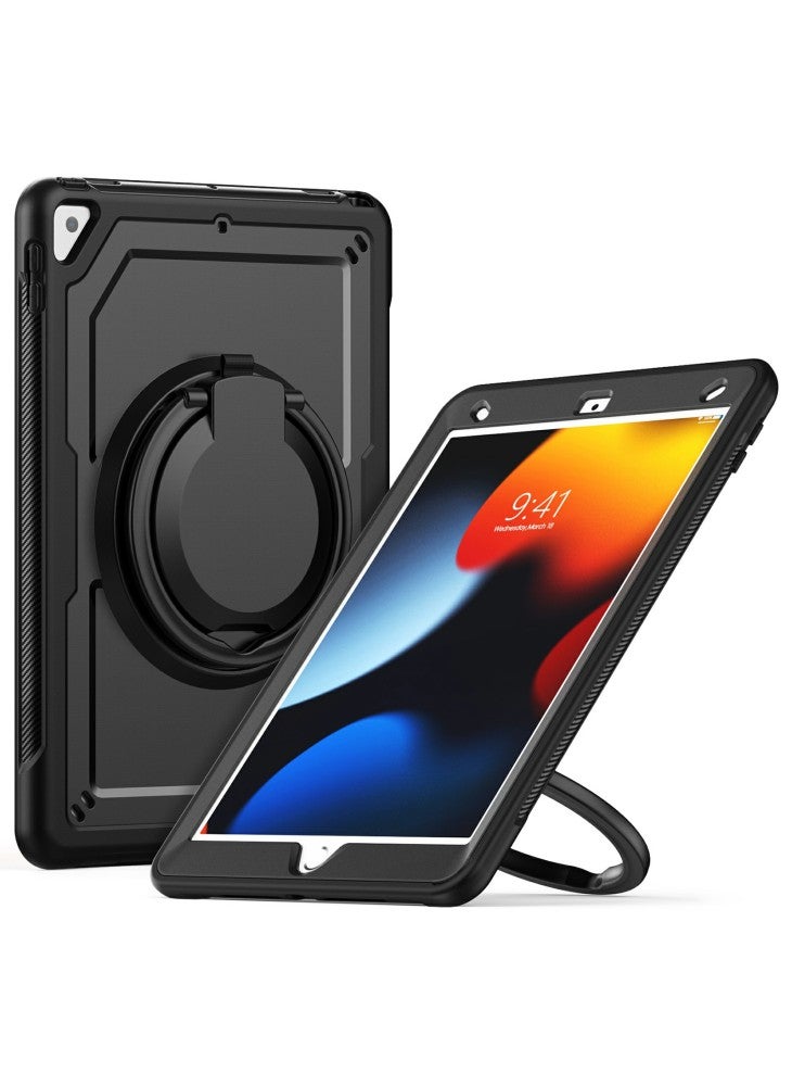 For iPad 10.2 (2021)/(2020)/(2019)/iPad Pro 10.5-inch (2017)/iPad Air 10.5 inch Case with Strap Kickstand PC+TPU Tablet Cover - Black - Image 1