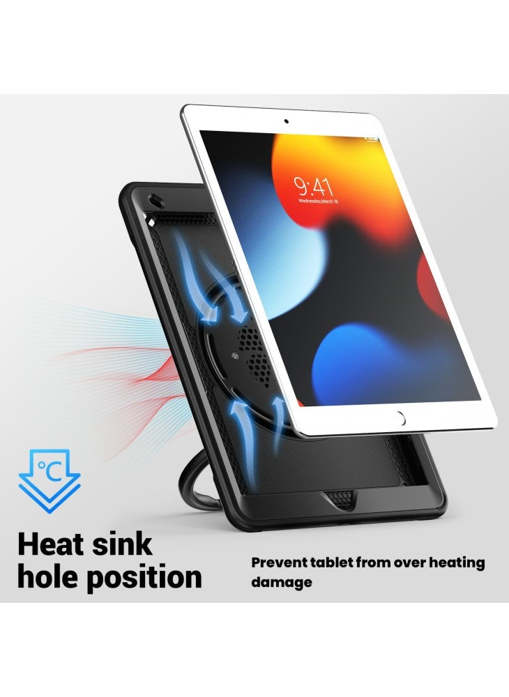 For iPad 10.2 (2021)/(2020)/(2019)/iPad Pro 10.5-inch (2017)/iPad Air 10.5 inch Case with Strap Kickstand PC+TPU Tablet Cover - Black - Image 5