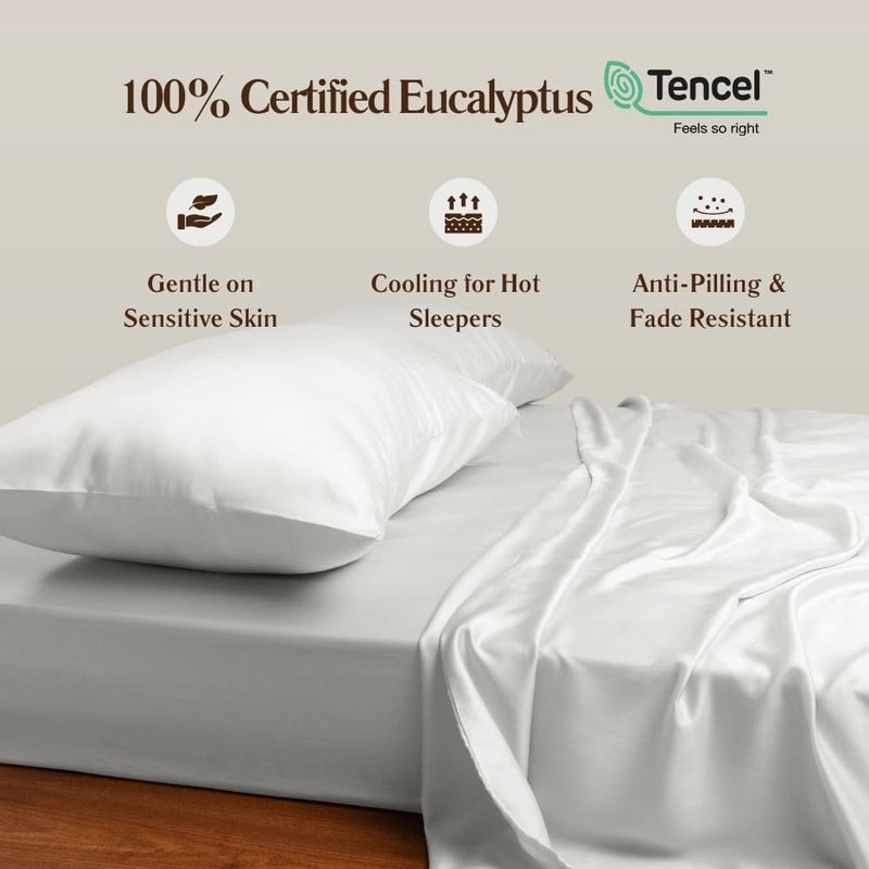 ArthCrafted 100% Austrian Eucalyptus Sheets Queen Size 4PC  Tencel Sheets Queen Size  Tencel Lyocell Sheets  Tencel Bed Sheets Softer Than Silk Sheets  18"" Deep Pocket Queen Sheets Set (Cool Grey) - Image 2