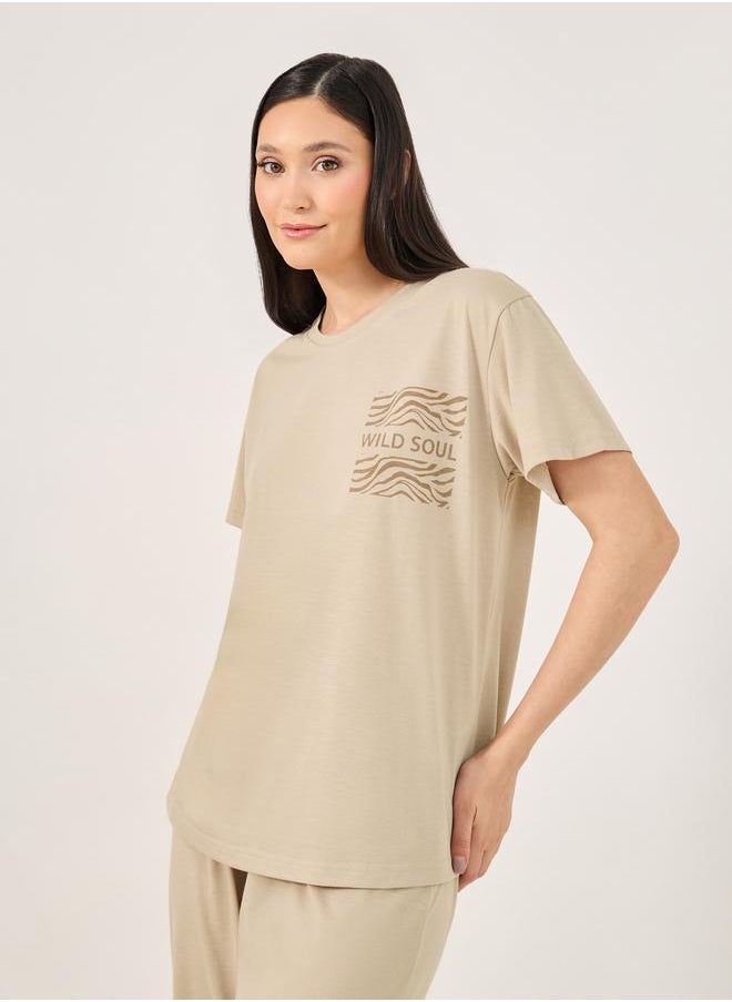Styli Wild Soul Graphic T-Shirt and Cuffed Pyjama Set  - Image 2