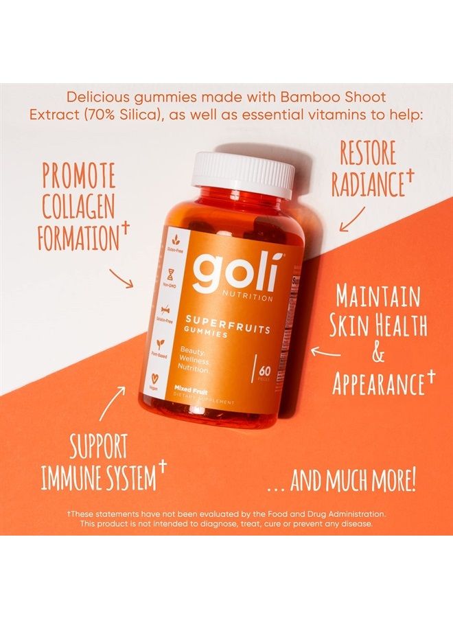 Goli مكمل غذائي، فيتامين جومي سوبر فواكه للجمال - 60 حبة - مكونات تعزز الكولاجين - فواكه مختلطة، نباتي، قائم على النباتات، غير معدّل وراثيًا، خالي من الغلوتين وخالي من الجيلاتين - Image 2