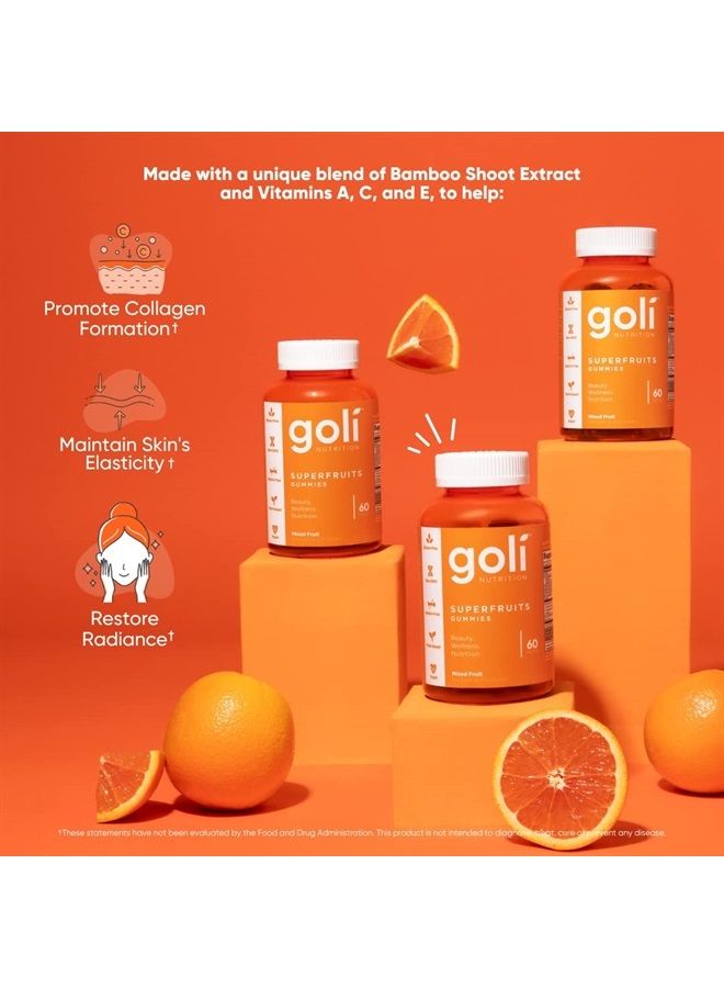 Goli مكمل غذائي، فيتامين جومي سوبر فواكه للجمال - 60 حبة - مكونات تعزز الكولاجين - فواكه مختلطة، نباتي، قائم على النباتات، غير معدّل وراثيًا، خالي من الغلوتين وخالي من الجيلاتين - Image 3