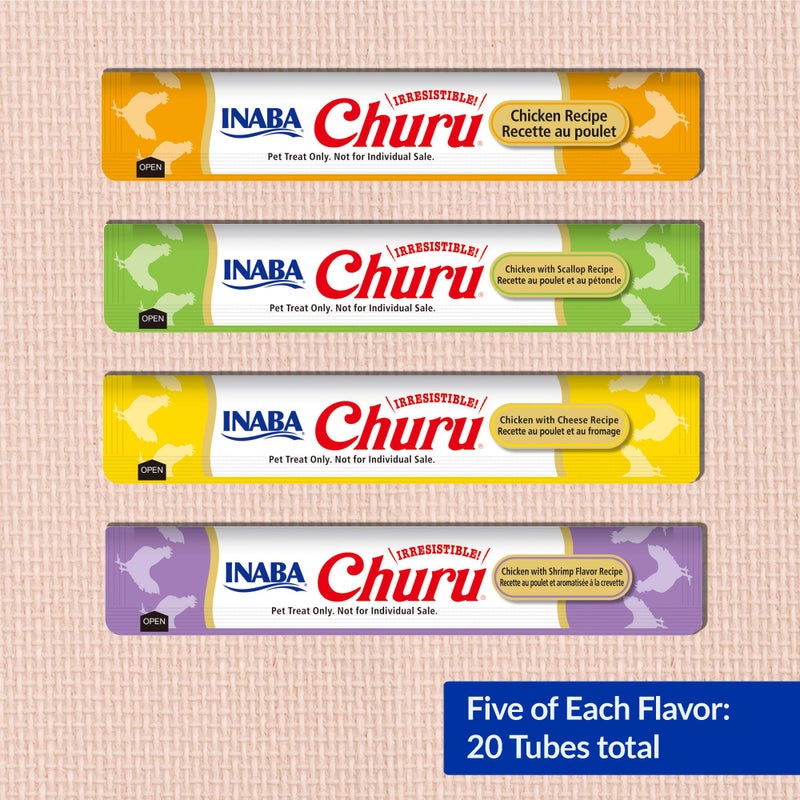 INABA Churu Cat Treats, Grain-Free, Lickable, Squeezable Creamy PurÃ©e Cat Treat/Topper with Vitamin E & Taurine, 0.5 Ounces Each Tube, 20 Tubes, Chicken Variety - Image 3