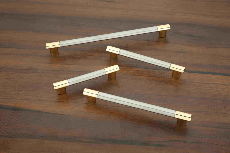 FAST CP33 Gold and Stainless Steel Cabinet Pull Handle for Wardrobe Door & All Other Cabinets Drawer 2pcs (160mm 8inch) - Image 1