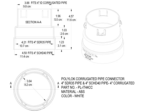 Polylok 4" Corrugated Pipe Adapter (4" corrugated to 4" SDR 35 or 4" SCH 40) - Image 2
