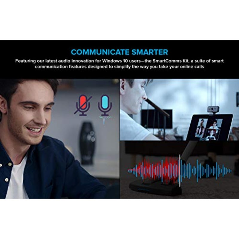 كاميرا ويب Live Cam Sync 1080p V2 Full HD مزودة بميكروفونات مزدوجة لمكالمات الفيديو، وجسم بلاستيكي أسود، وإلغاء الضوضاء وكتم الصوت التلقائي - Image 3