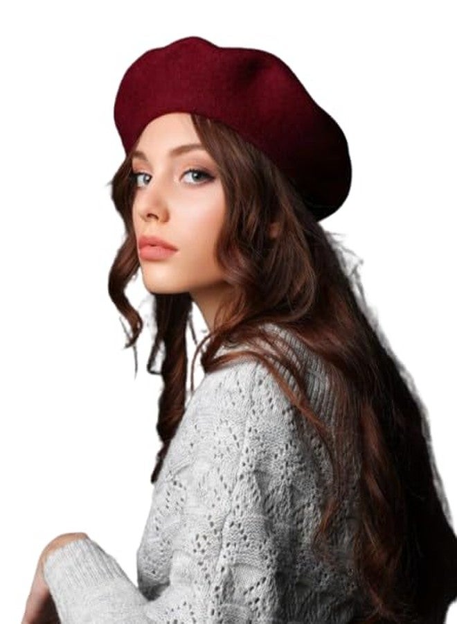 Ventewa Spain Unisex Wool Blend French Artist Beret Hat (Maroon), Free Size, multicolor - Image 2