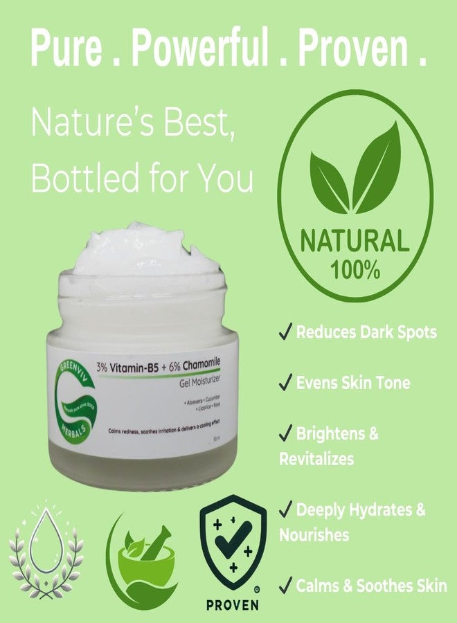 Greenviv 3% Vitamin B5 + 6% Chamomile Soothing & Hydrating Gel Moisturizer | Reduces Redness & Inflammation | 50ml - Image 2