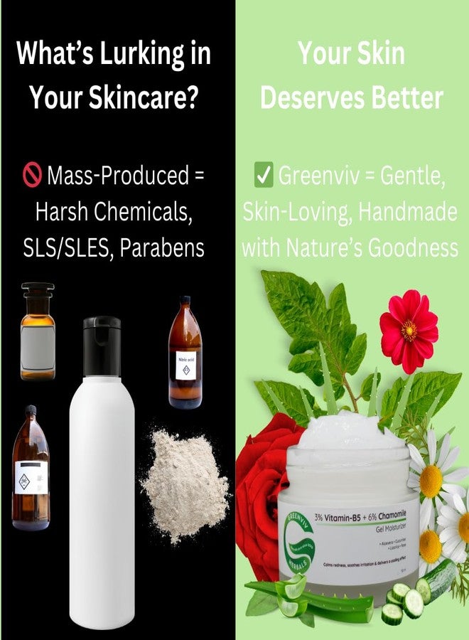 Greenviv 3% Vitamin B5 + 6% Chamomile Soothing & Hydrating Gel Moisturizer | Reduces Redness & Inflammation | 50ml - Image 3