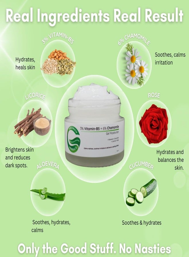 Greenviv 3% Vitamin B5 + 6% Chamomile Soothing & Hydrating Gel Moisturizer | Reduces Redness & Inflammation | 50ml - Image 5