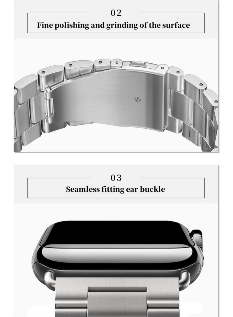 Compatible Apple Watch Straps 42mm 44mm 45mm 49mm, Stainless Steel iWatch Band with Case for Apple Watch Series 8/7/6/5/4/3/2/1/SE/SE2/Ultra (Comes with strap adjuster) - Image 4