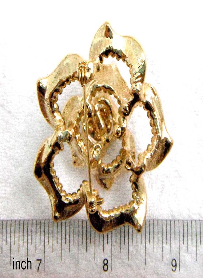 Navachi 18k Gold Plated Clear Crystal White Enamel Flower Az7433b Brooch Pin - Image 5