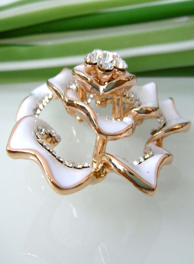 Navachi 18k Gold Plated Clear Crystal White Enamel Flower Az7433b Brooch Pin - Image 3