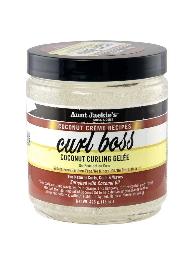 Aunt Jackie's Coconut Crème Recipes Curl Boss Coconut Curling Hair Gel for Naural Curls, Coils and Waves, 15 oz - Image 1