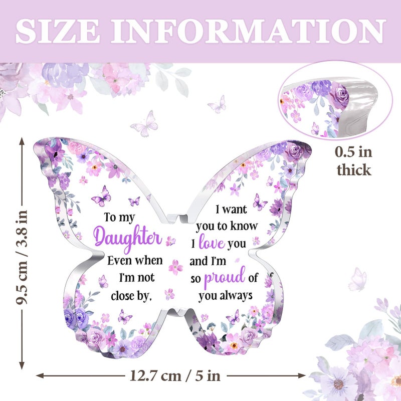 Glydein Gifts for Daughter from Mom Dad, Unique Purple Butterfly Acrylic Plaque Desk Decor, Christmas Birthday Gifts for Daughter Adult Graduation, 5 x 3.8 x 0.5 inches - Image 4