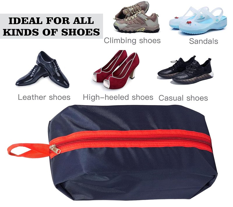 SNDIA Pack of 4 Reusable Shoe Bag for Travel & Storage Travel Organizer for Women & Men Travel Accessories Shoe Organizer Shoe Bags Pouches Shoe Cover for Travelling(40x13x18cm, Blue & Red) - Image 3