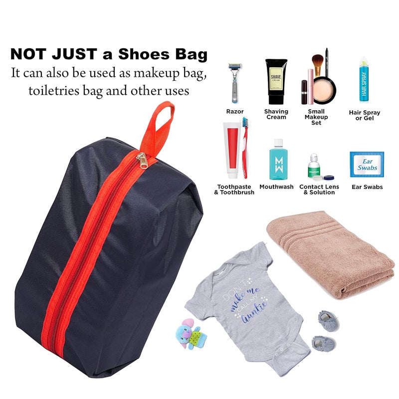 SNDIA Pack of 4 Reusable Shoe Bag for Travel & Storage Travel Organizer for Women & Men Travel Accessories Shoe Organizer Shoe Bags Pouches Shoe Cover for Travelling(40x13x18cm, Blue & Red) - Image 5
