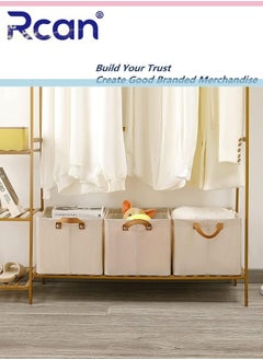 Rcan 3Pcs Foldable Closet Storage Box, Closet Clothes Organizer with Handle, Closet Storage Bins Wardrobe Organizer Storage Baskets for Clothes Toys  - Image 3