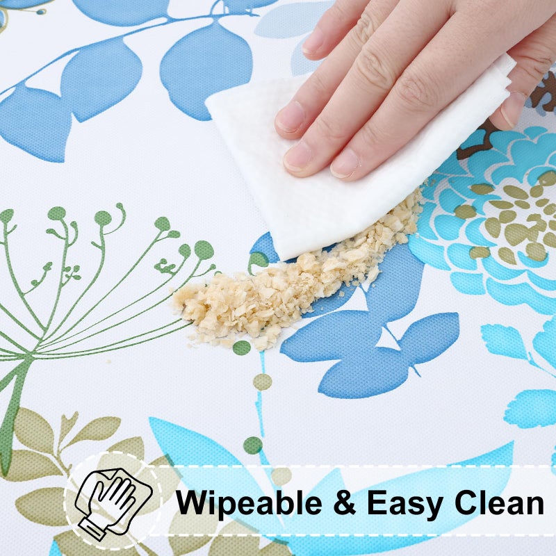 misaya Round Fitted Tablecloth with Elastic Edge, 100% Waterproof Oil Proof Plastic Table Cover, Vinyl Flannel Backed Tablecloth Fits 45"-56" Round Tables for Dinner, Outdoor, Picnic, Leaves - Image 4