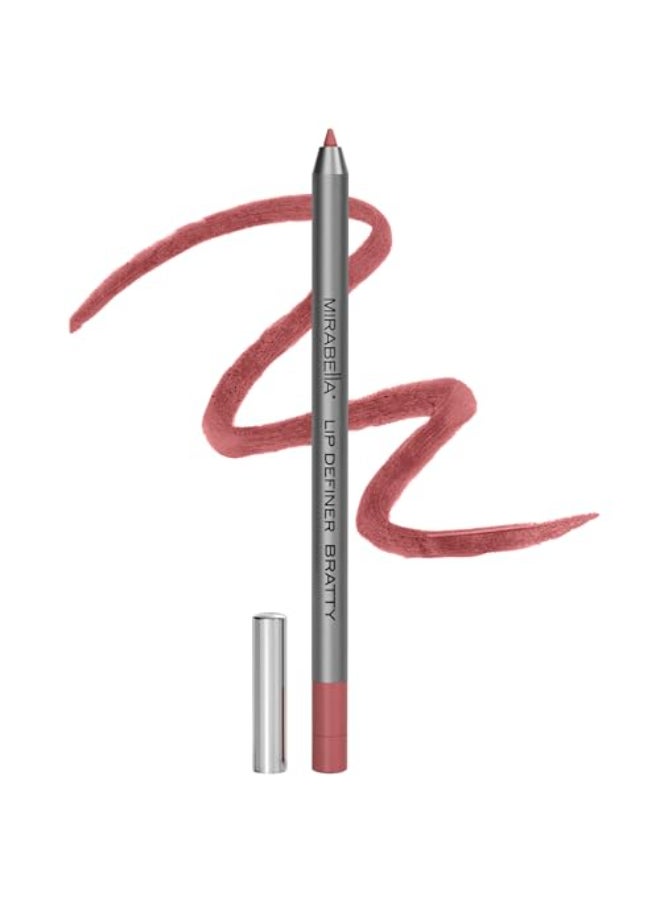 Mirabella Line and Define Lip Definer Smoothing Moisturizing Retractable Lip Pencil with Sharpener Helps Lipstick Stay Put LongLasting Creamy Formula with Antioxidants Vitamins C E Bratty - Image 1