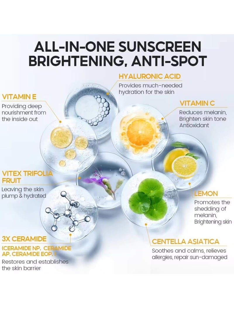 Vibrant Glamour Vitamin C Sunscreen Cream SPF 50+ PA+++ Sunscreen Serum with Vitamin C and Lemon Hyaluronic Sunscreen Gel UVA UVB Protection Fresh and Bright Instant Cover Sunscreen Cream 30g - Image 4