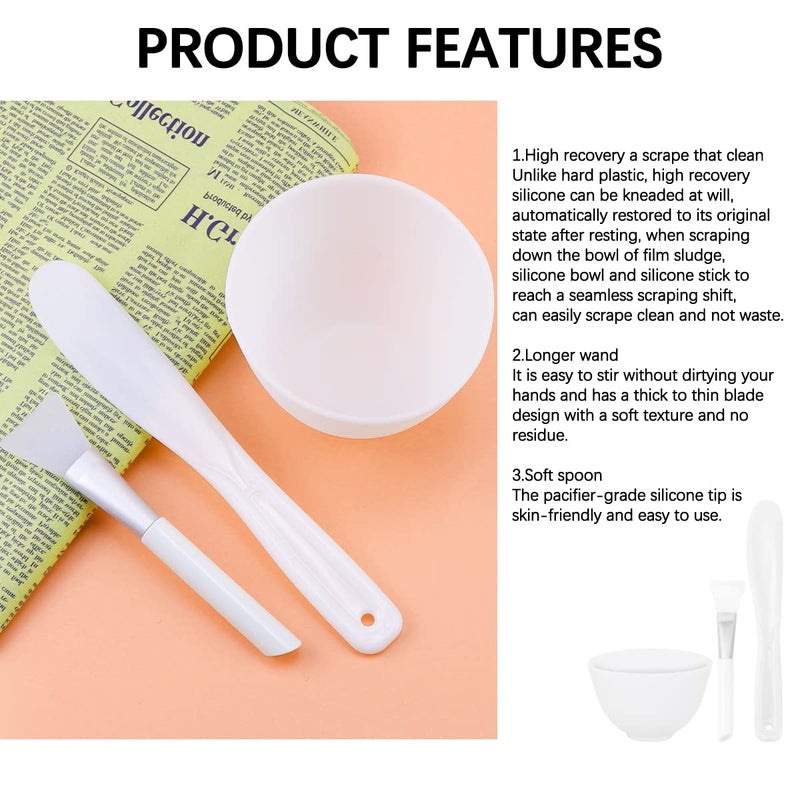 FERCAISH 3Pcs Diy Face Mask Mixing Bowl, Microwavable Silicone Facial Mud Bowl Cosmetic Beauty Tool for Home Salon(White) - Image 3