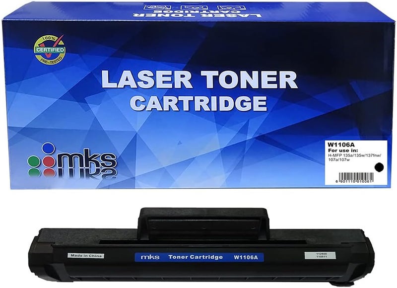 MKS Laser Toner Cartridge Compatible with HP Laserjet 107a/107w/135a/135w/137fnw (106A, W1106A) - Image 1