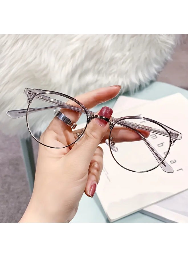 SCENT HOUSE Women's Vintage Half-Frame Glasses - Lightweight Oval Design with Rhinestone Accents, Elegant & Fashionable Anti-Blue Light Eyewear for Daily Wear (Includes Eyeglass Case & Cleaning Cloth) - Image 4