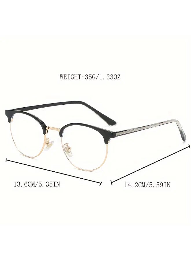 SCENT HOUSE Women's Vintage Half-Frame Glasses - Lightweight Oval Design with Rhinestone Accents, Elegant & Fashionable Anti-Blue Light Eyewear for Daily Wear (Includes Eyeglass Case & Cleaning Cloth) - Image 2