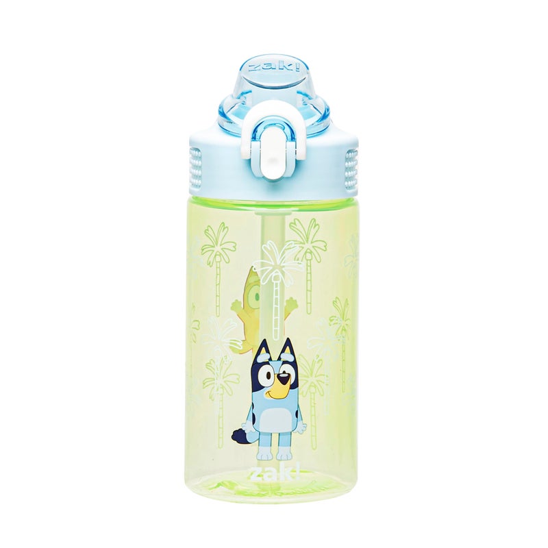 Zak Designs Bluey Sage Kids Water Bottle For School or Travel, 16oz Durable Plastic Water Bottle With Straw, Handle, and Leak-Proof, Pop-Up Spout Cover (Bluey & Bingo) - Image 1