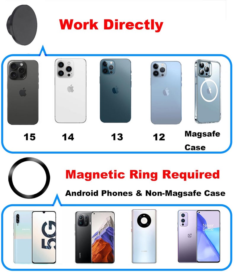 Rigdance Magnetic Phone Tripod Mount Adapter for Magsafe with 1/4"-20 Hole [Metal Foot], Compatible with iPhone 16 15 14 13 12 All Phones - Image 3